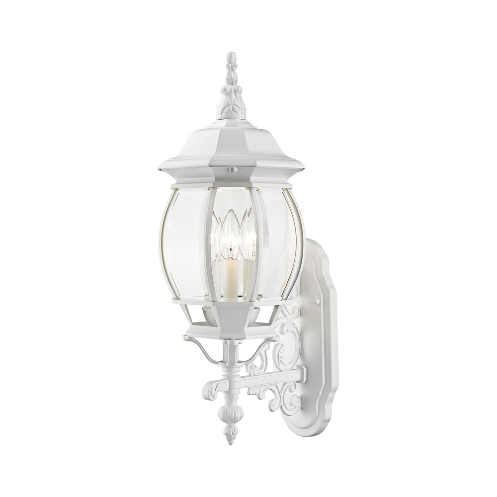 3 Lt Textured White Outdoor Wall Lantern