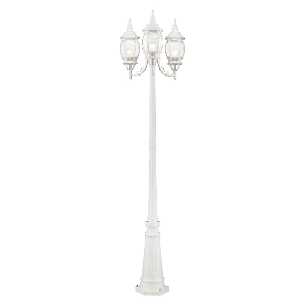 3 Lt Textured White Outdoor Post Light