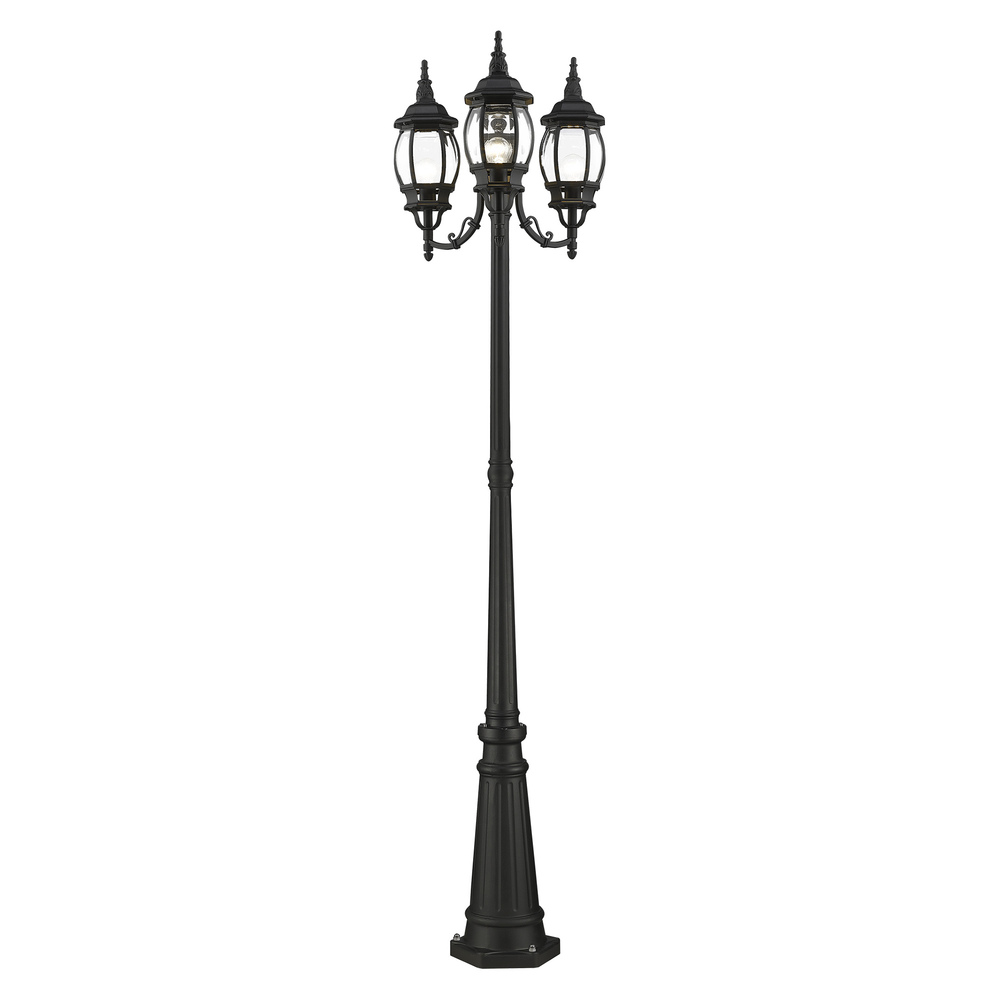 3 Lt Textured Black Outdoor Post Light