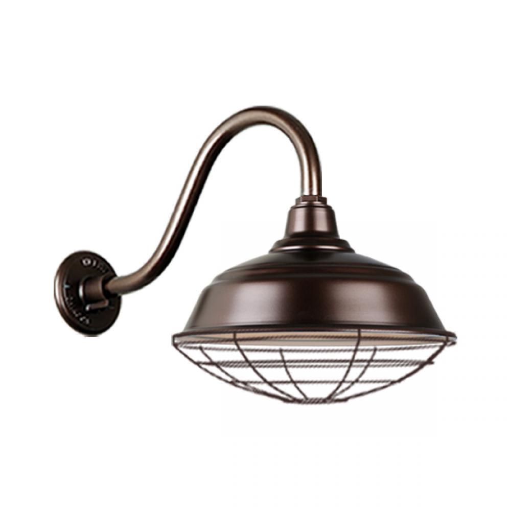 17&#34; Gooseneck Light Warehouse Shade, QSNB-42 Arm, Wire Guard Accessory