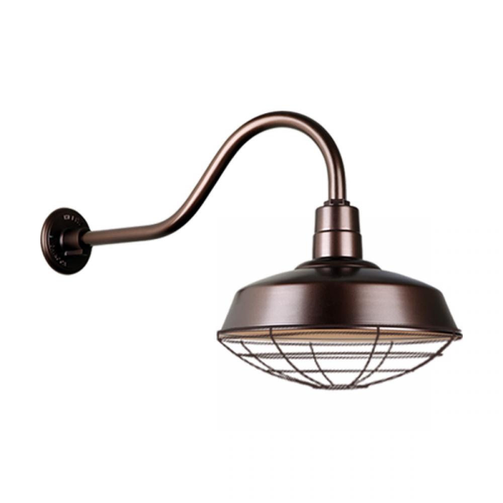 14&#34; Gooseneck Light Warehouse Shade, QSNHL-A Arm, Wire Guard Accessory