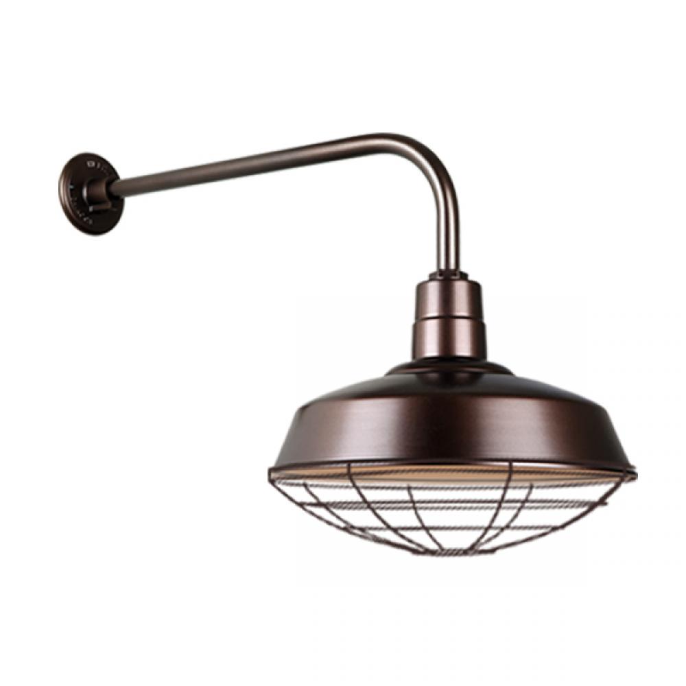 14&#34; Gooseneck Light Warehouse Shade, QSNB-13 Arm, Wire Guard Accessory