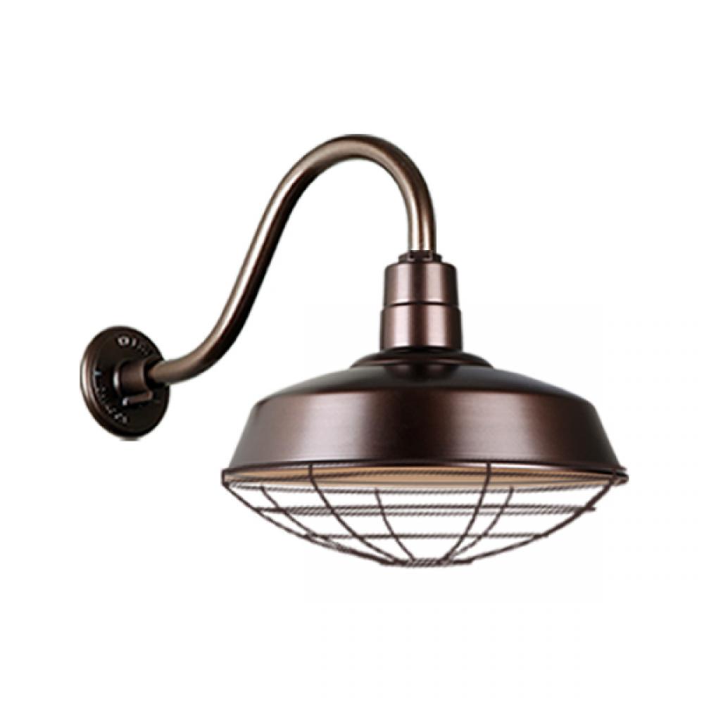 14&#34; Gooseneck Light Warehouse Shade, QSNB-42 Arm, Wire Guard Accessory