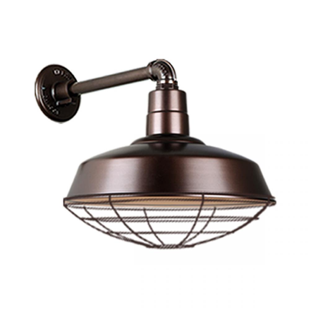 14&#34; Gooseneck Light Warehouse Shade, QSNB-44 Arm, Wire Guard Accessory