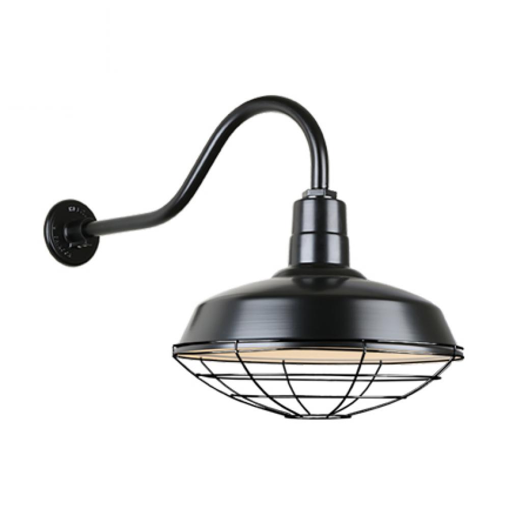 14&#34; Gooseneck Light Warehouse Shade, QSNHL-A Arm, Wire Guard Accessory
