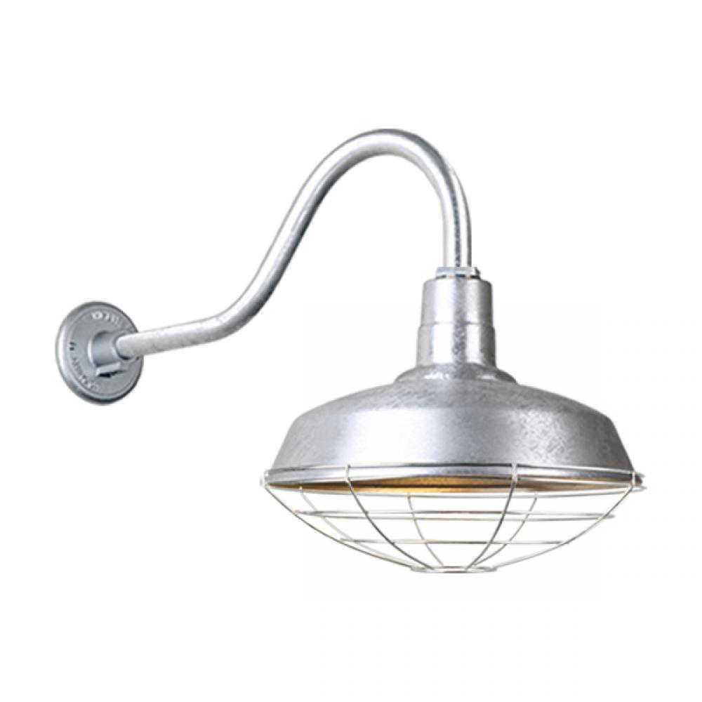 14&#34; Gooseneck Light Warehouse Shade, QSNHL-A Arm, Wire Guard Accessory