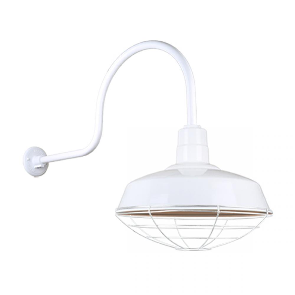14&#34; Gooseneck Light Warehouse Shade, QSNHL-C Arm, Wire Guard Accessory