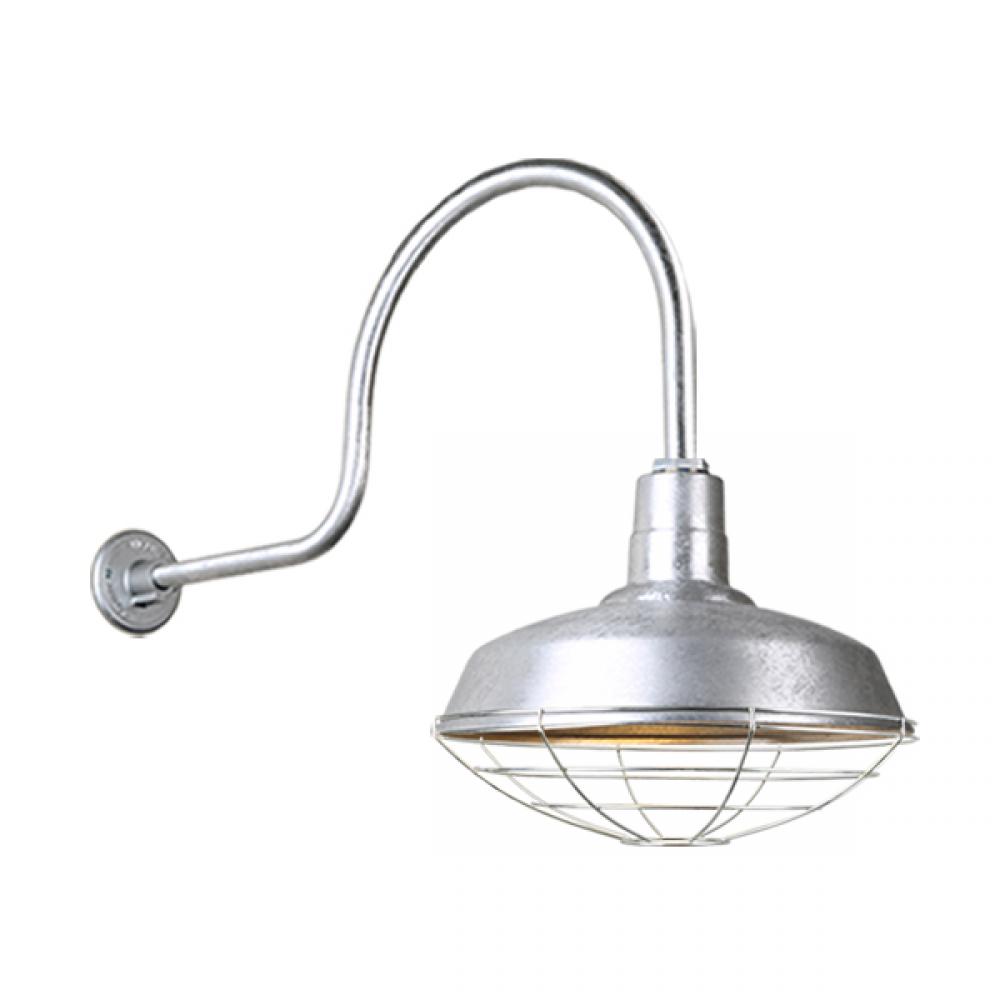 14&#34; Gooseneck Light Warehouse Shade, QSNHL-C Arm, Wire Guard Accessory