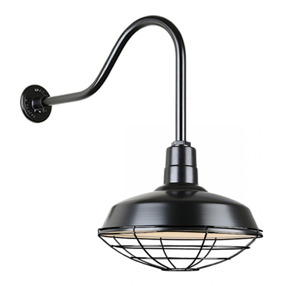 14&#34; Gooseneck Light Warehouse Shade, QSNHL-H Arm, Wire Guard Accessory
