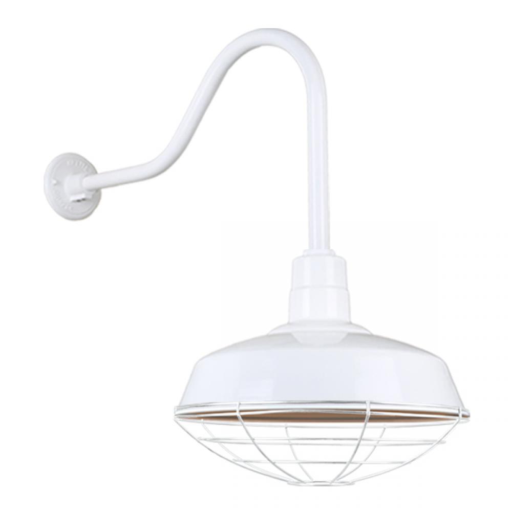 14&#34; Gooseneck Light Warehouse Shade, QSNHL-H Arm, Wire Guard Accessory