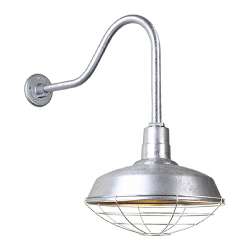 14&#34; Gooseneck Light Warehouse Shade, QSNHL-H Arm, Wire Guard Accessory