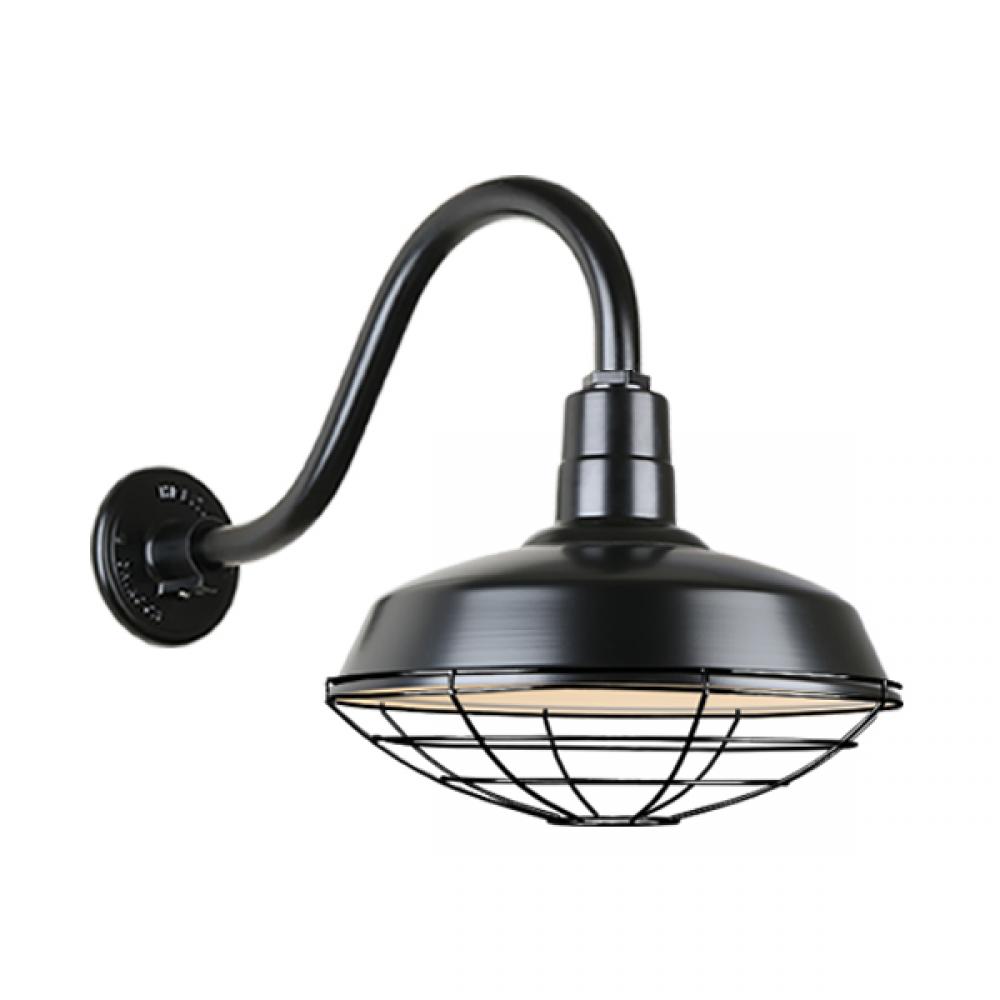 16&#34; Gooseneck Light Warehouse Shade, QSNB-42 Arm, Wire Guard Accessory