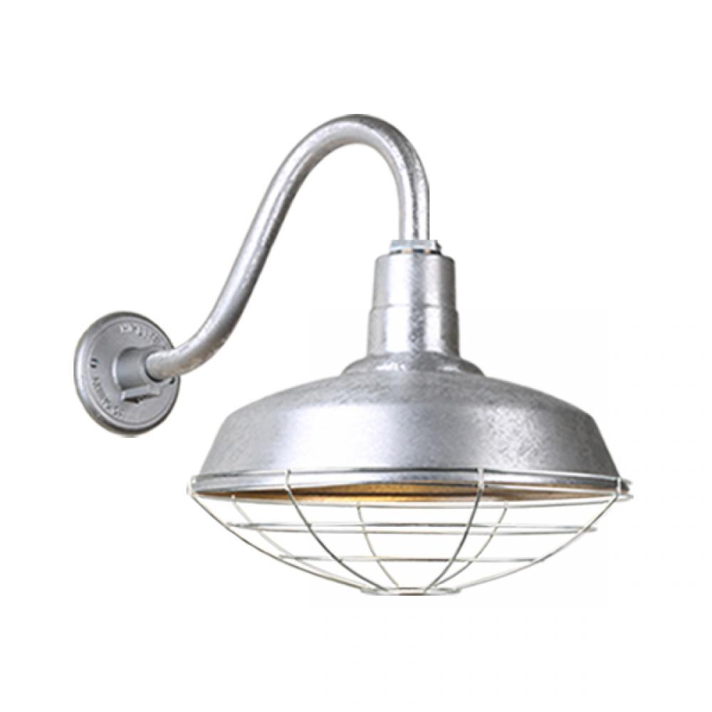14&#34; Gooseneck Light Warehouse Shade, QSNB-42 Arm, Wire Guard Accessory
