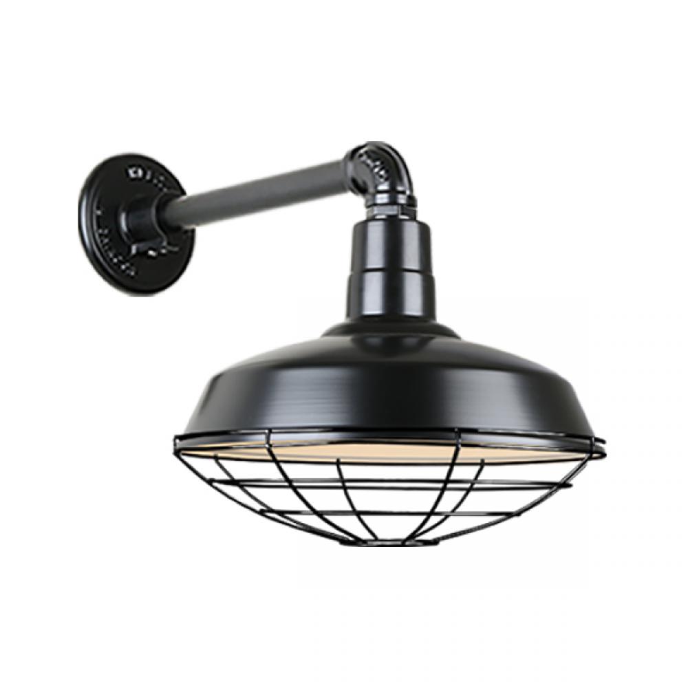 14&#34; Gooseneck Light Warehouse Shade, QSNB-44 Arm, Wire Guard Accessory