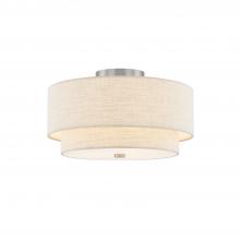 Justice Design Group FAB-9772-CREM-NCKL - Classic 15&#34; Tiered Drum Semi-Flush