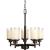 Alexa Collection Five-Light Antique Bronze Etched Umber Linen With Clear Edge Glass Modern Chandelie