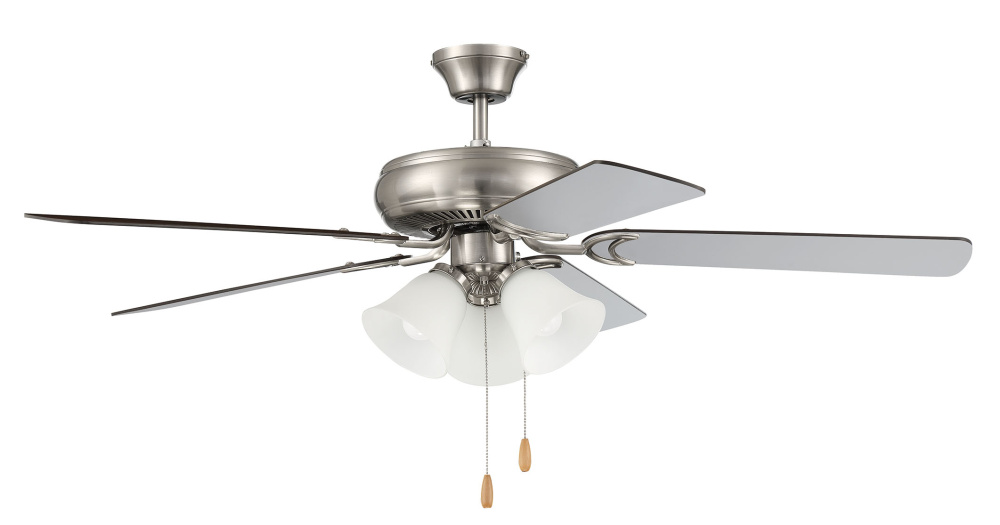 52&#34; Decorator&#39;s Choice 3 Light in Brushed Polished Nickel w/ Brushed Nickel/Walnut Blades