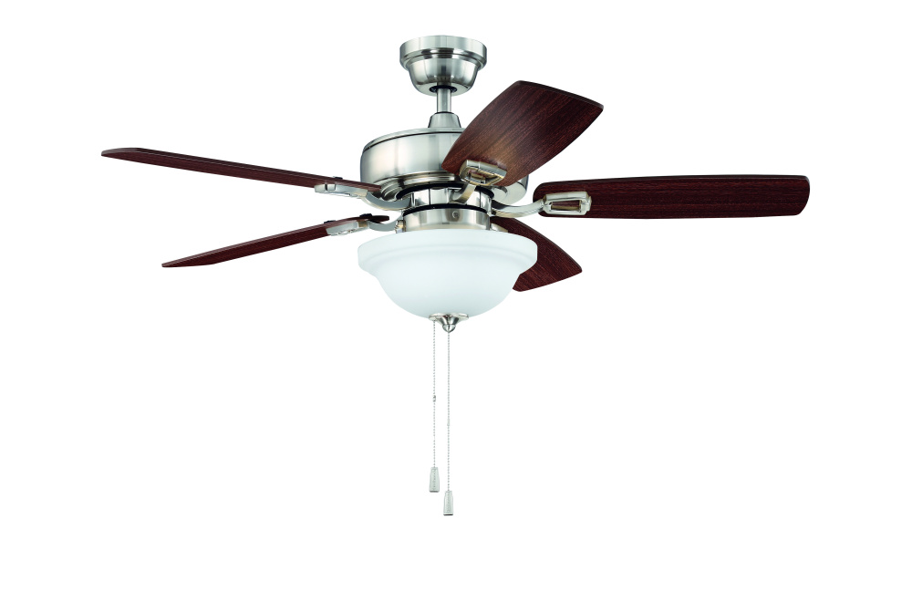 42&#34; Twist N Click Fan in Brushed Polished Nickel w/ Ash/Mahogany Blades (3-Light Bowl)