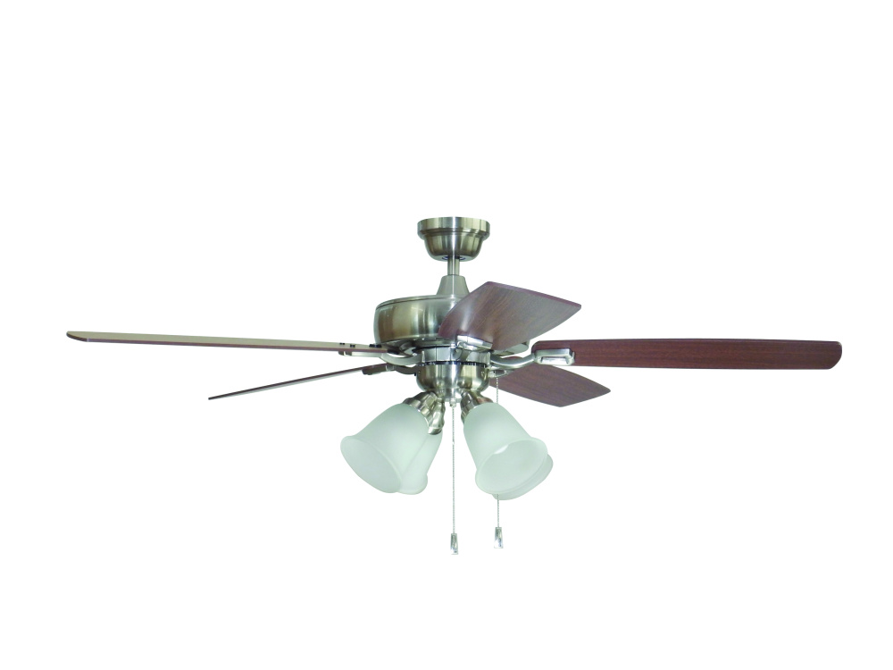 52&#34; Twist N Click Fan in Brushed Polished Nickel w/ Ash/Mahogany Blades (4-Light)