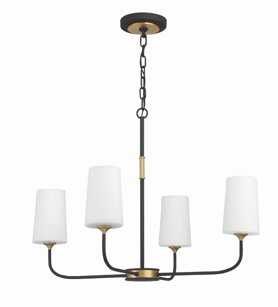 Niles 4 Light Black Forged + Modern Gold Chandelier