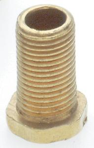 Steel Hexagon Head Nipple; Brass Plated; 1/8 IP; 5/8&#34; x 3/4&#34; Overall