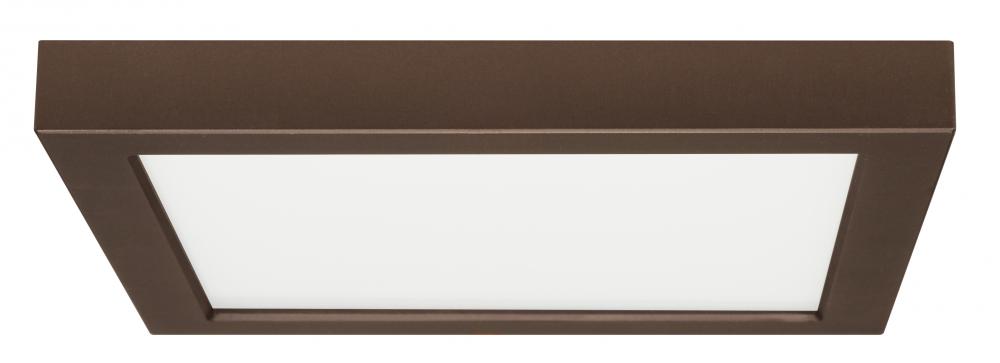 18.5 watt; 9&#34; Flush Mount LED Fixture; 2700K; Square Shape; Bronze Finish; 120 volts