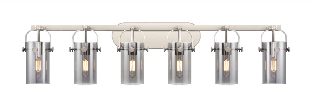 Pilaster II Cylinder - 6 Light - 44 inch - Satin Nickel - Bath Vanity Light