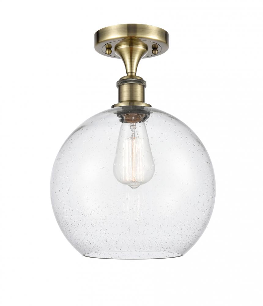 Athens - 1 Light - 10 inch - Antique Brass - Semi-Flush Mount
