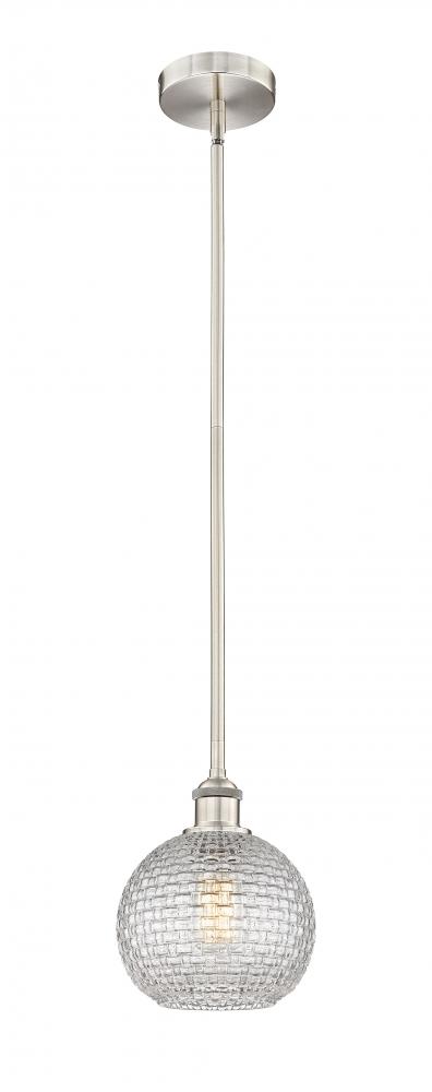 Athens - 1 Light - 8 inch - Brushed Satin Nickel - Cord hung - Mini Pendant