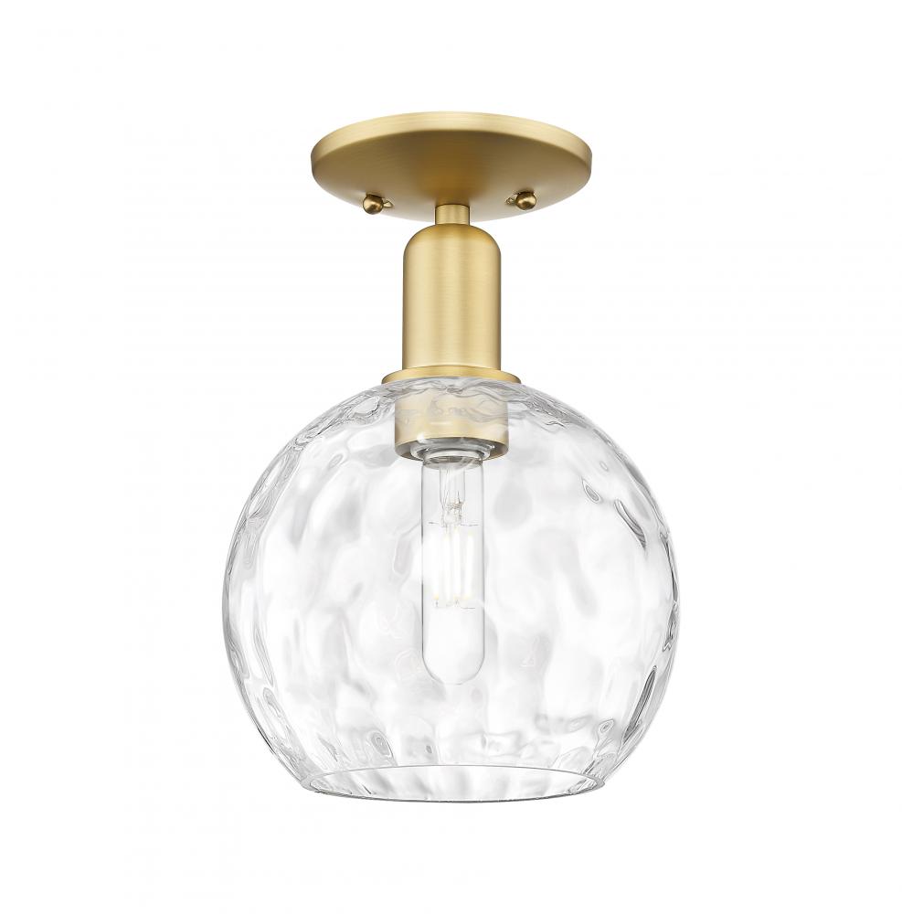 Athens Water Glass - 1 Light - 8 inch - Satin Gold - Semi-Flush Mount
