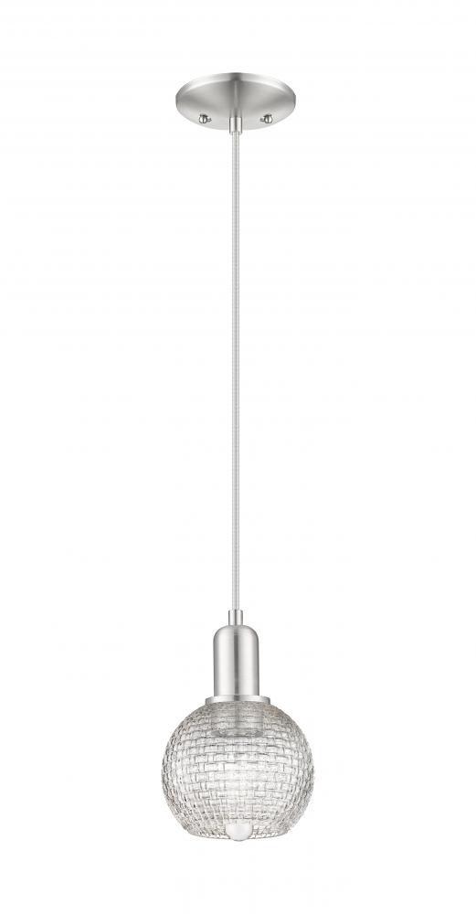 Athens - 1 Light - 6 inch - Brushed Satin Nickel - Cord hung - Mini Pendant