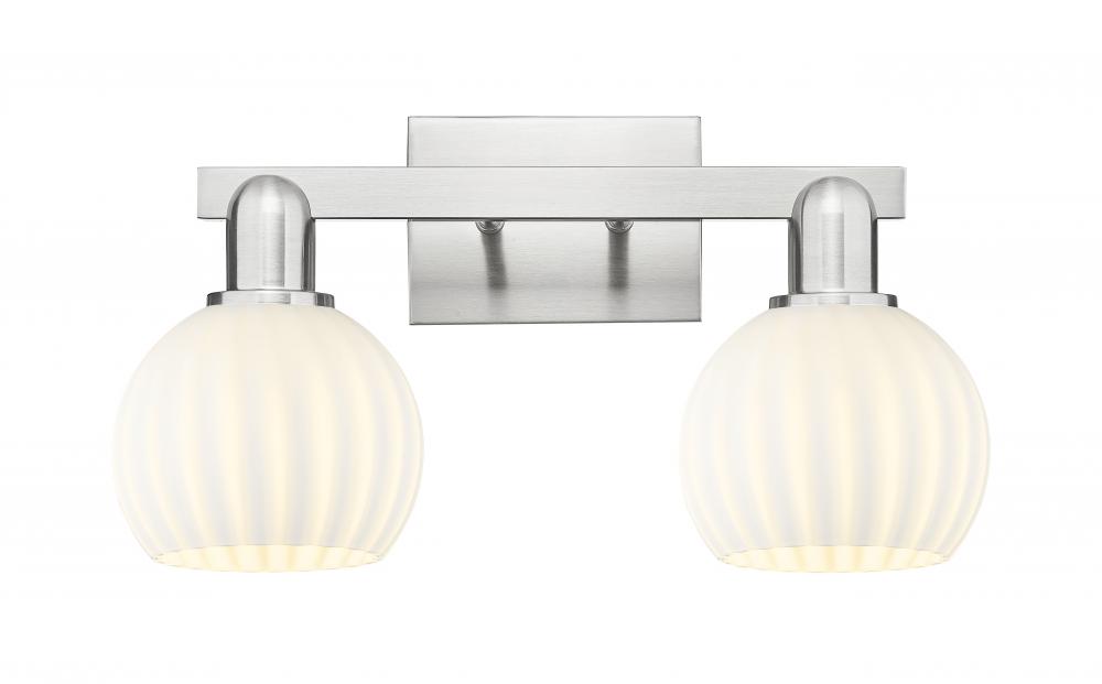 White Venetian - 2 Light - 17 inch - Brushed Satin Nickel - Bath Vanity Light