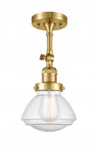 Innovations Lighting 201F-SG-G324-LED - Olean - 1 Light - 7 inch - Satin Gold - Adjustable Semi-Flush Mount