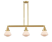 Innovations Lighting 213-SG-G321-LED - Olean - 3 Light - 39 inch - Satin Gold - Stem Hung - Adjustable Island Light