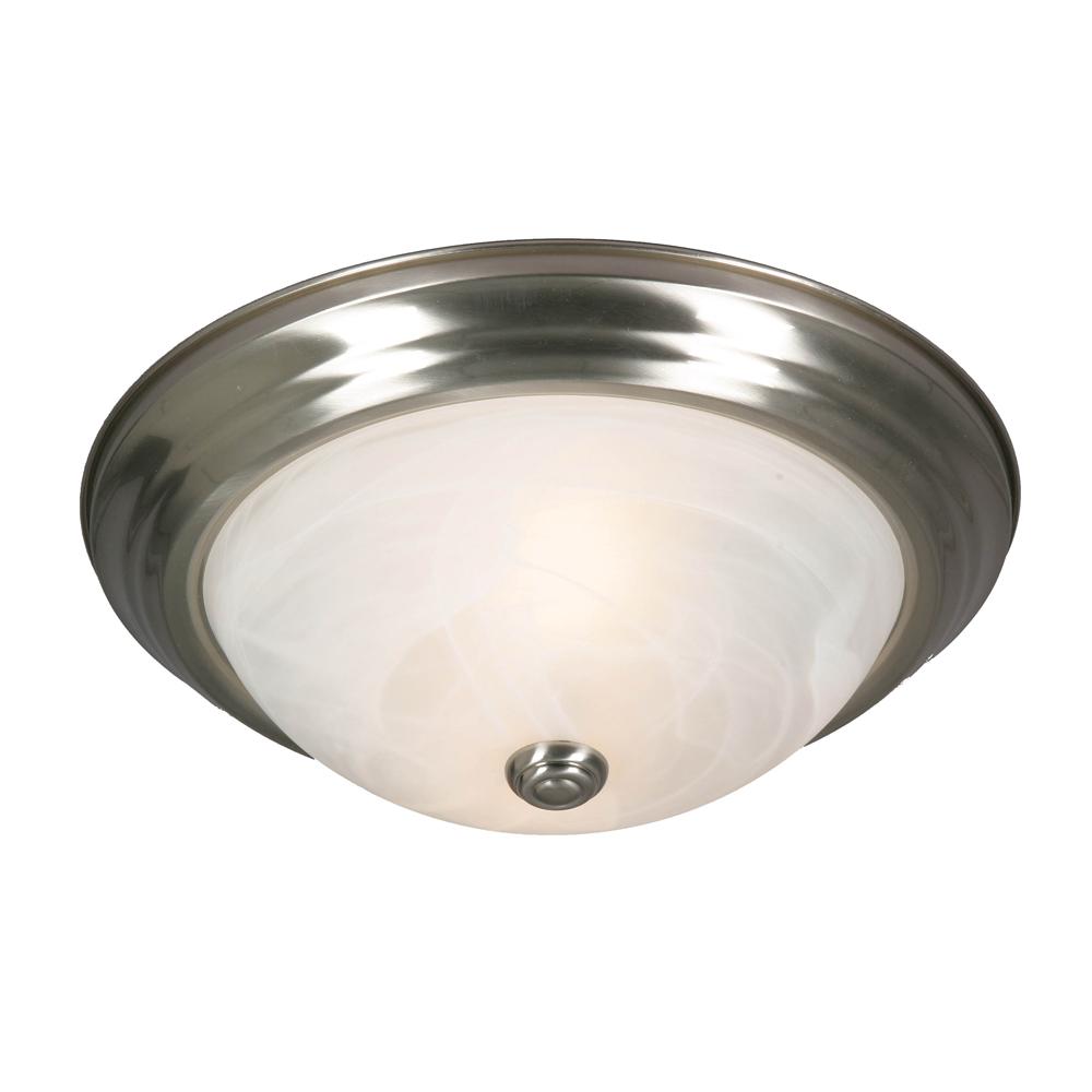 Two Light Pewter Marbled Glass Bowl Flush Mount