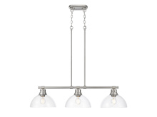 Golden 3602-3LP PW-CLR - Duncan 3-Light Linear Pendant in Pewter with Clear Glass
