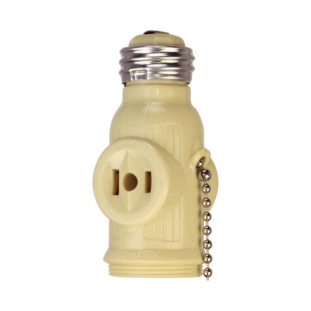 Socket Adap Med BaseW/2Recp PullChain IV