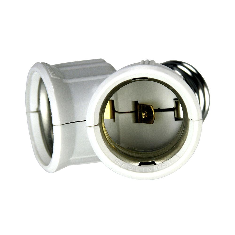 SOCKET ADAP DUAL MED BASE KEYLESS Y WH