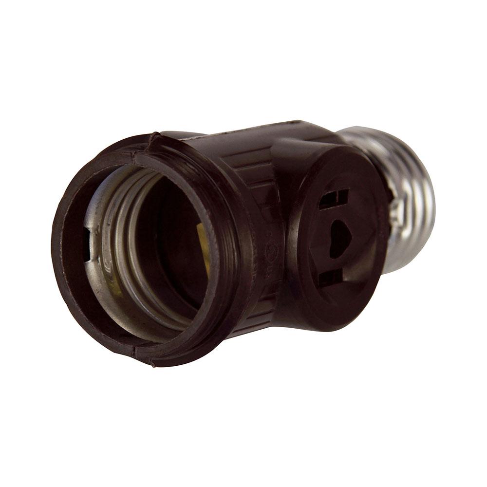 SOCKET ADAP MED BASE W/2RECP KEYLESS BR