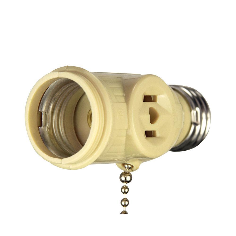 Socket Adap Med BaseW/2Recp PullChain IV