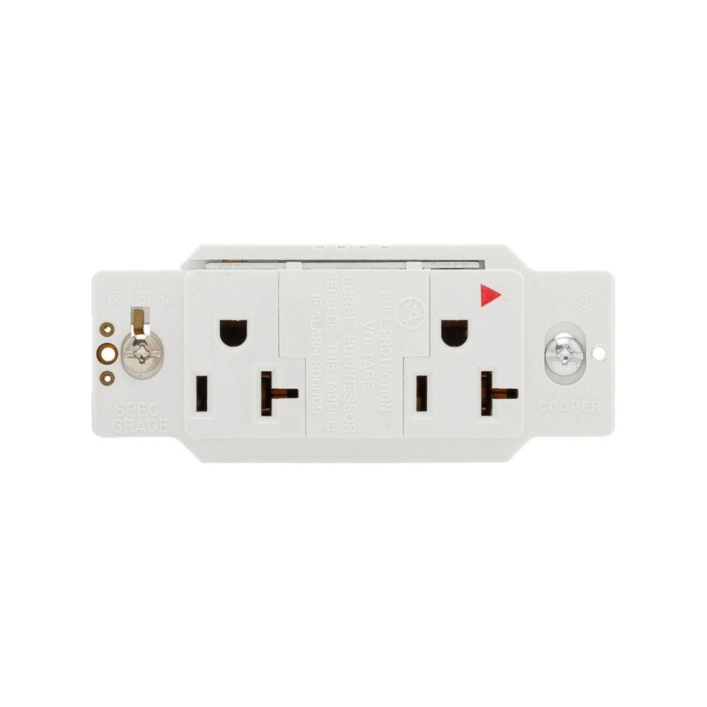 TVSS Recp IG Dup 20A 125V SurgeBloc WH