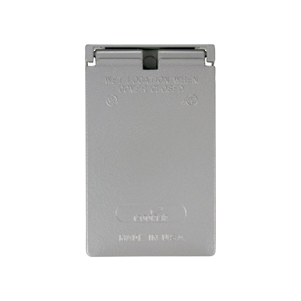 Cover 1G WP Sgl Recp Vert 1.625&#34;D Mtl GY