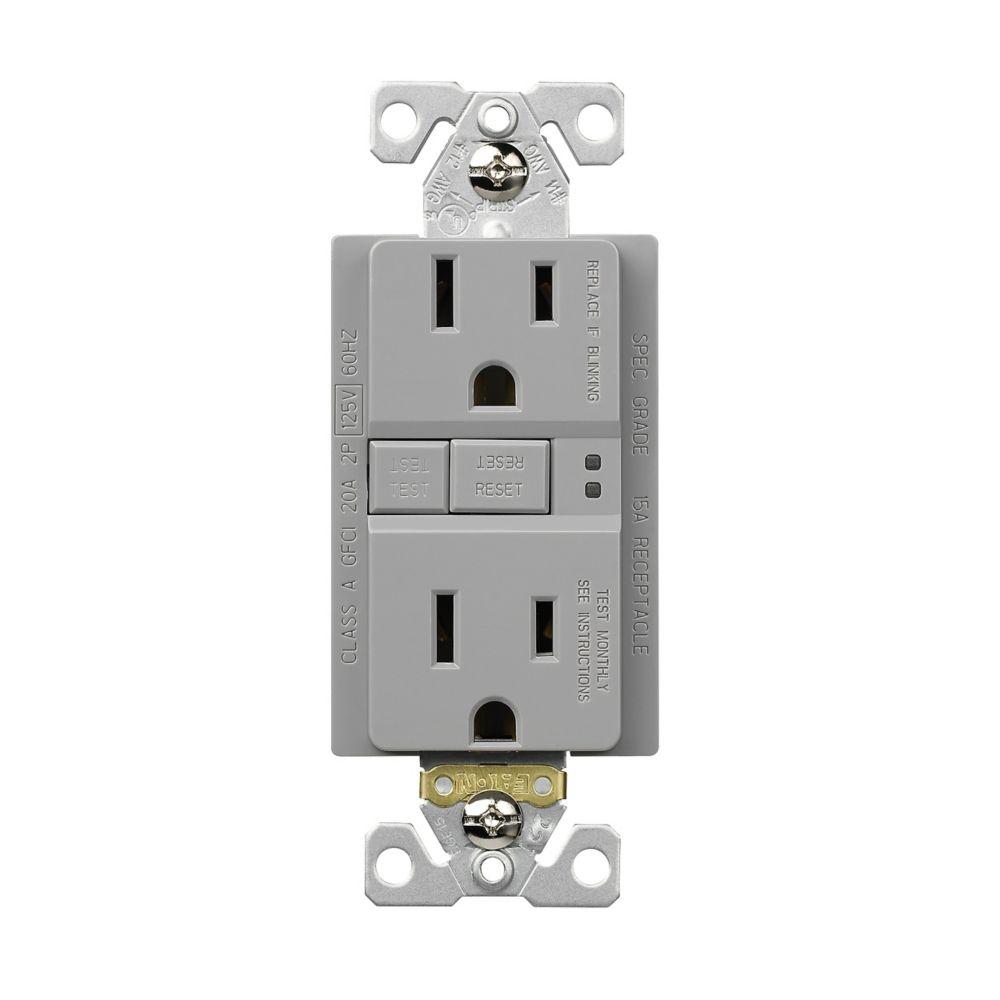 GFCI Self Test Duplex 15A 125V GY