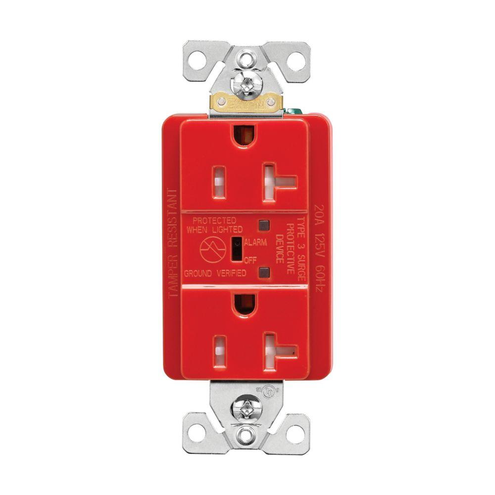 SURGE RECP TR 20A 125V LED & ALARM RD