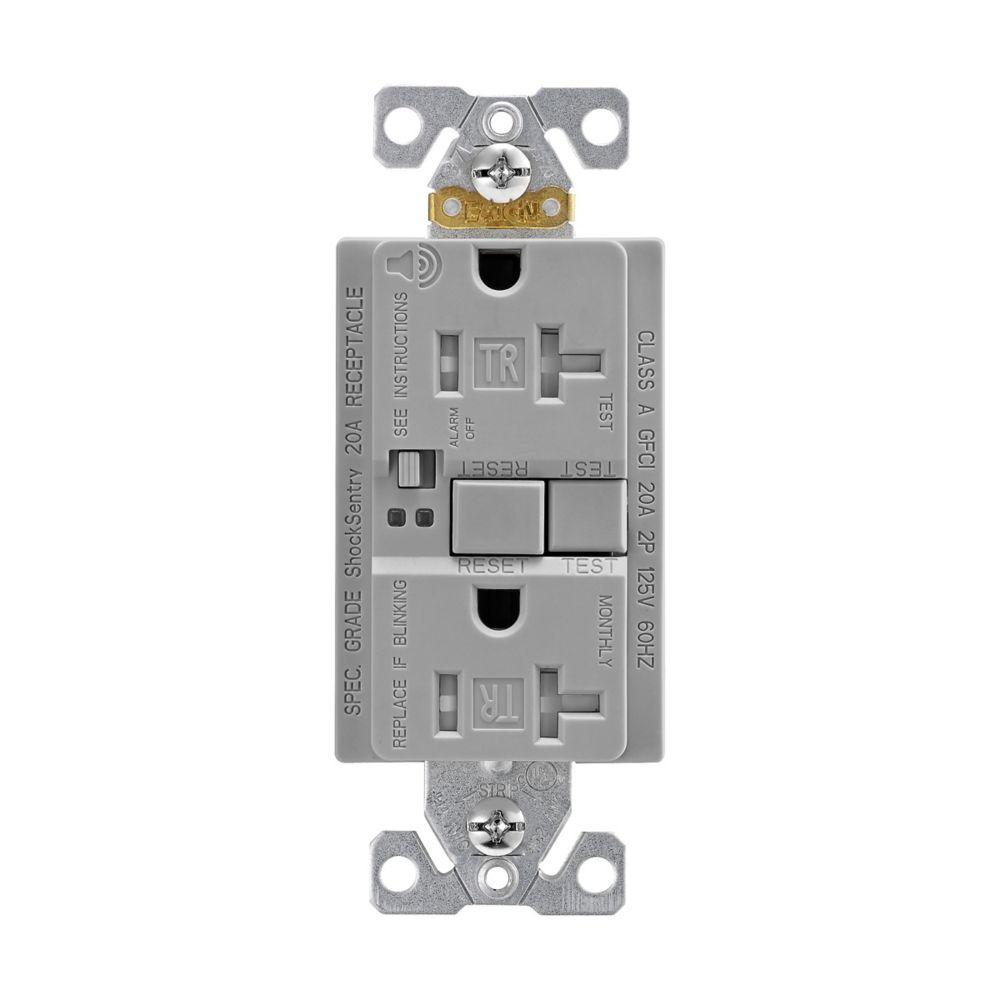 GFCI Audible TR ST Duplex 20A 125V GY