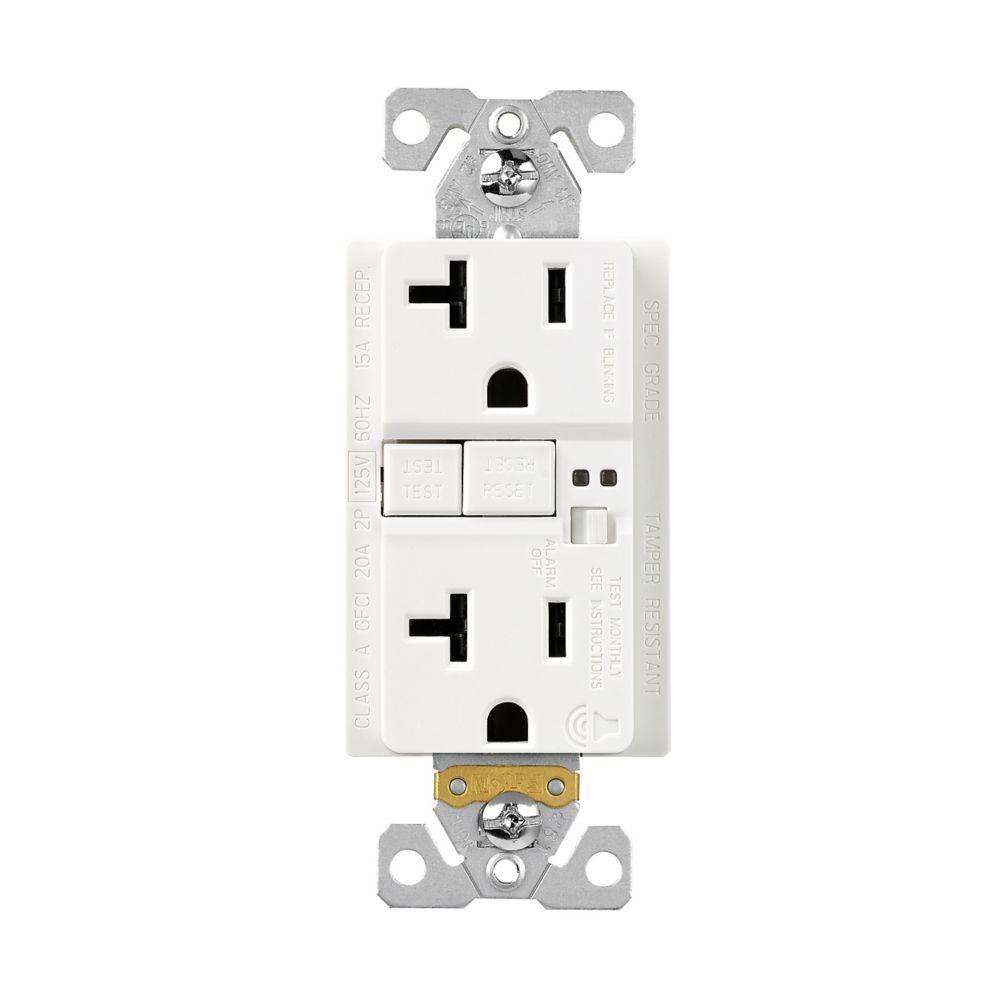 GFCI Audible TR ST Duplex 20A 125V WH