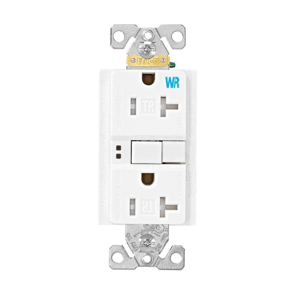 GFCI TWR Self Test Duplex 20A 125V WH