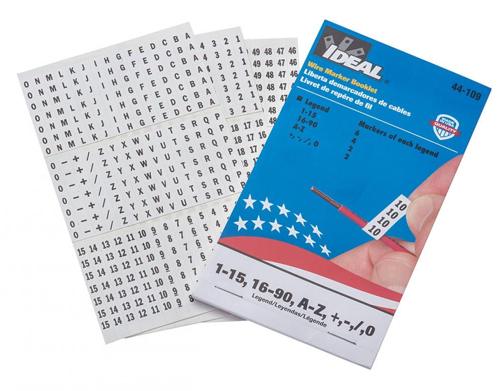 Wire Marker Booklet,Ideal,SZ: 1/4 X 1-1/2 IN MRK
