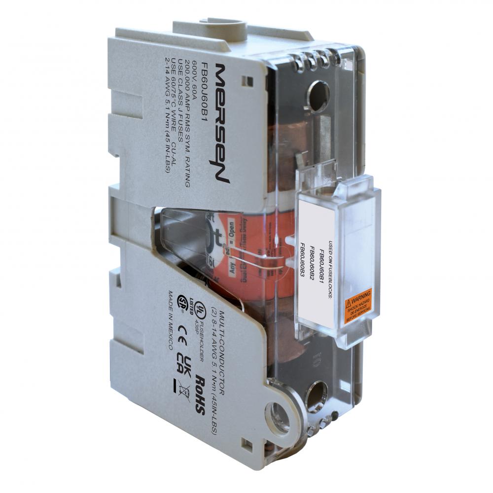 Fuse Block 600VAC 600VDC Class J 60A 1-Pole Box