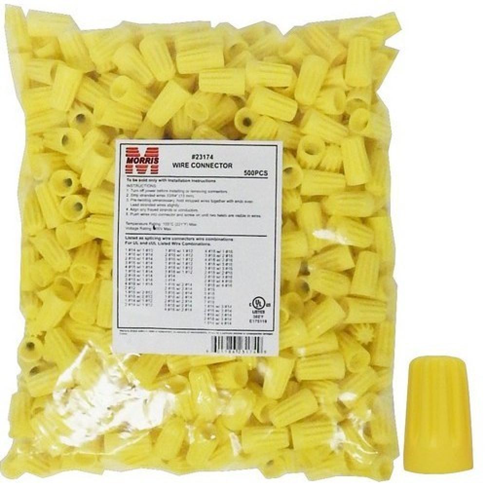 Scrw-On Wr Cons P4 YEL Bggd 500 Bulk Pck